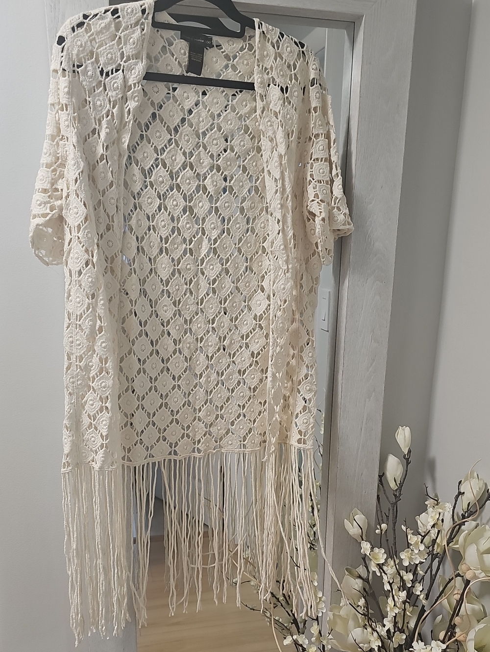House of Harlow 1960 Crochet Fringe Cardigan - Cream
